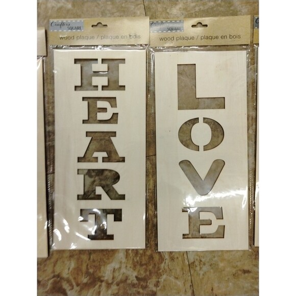 Crafter's Square Lot Of 4 MDF DIY Wooden Plaques/Stencils (Love, Heart, Home) - Picture 4 of 4